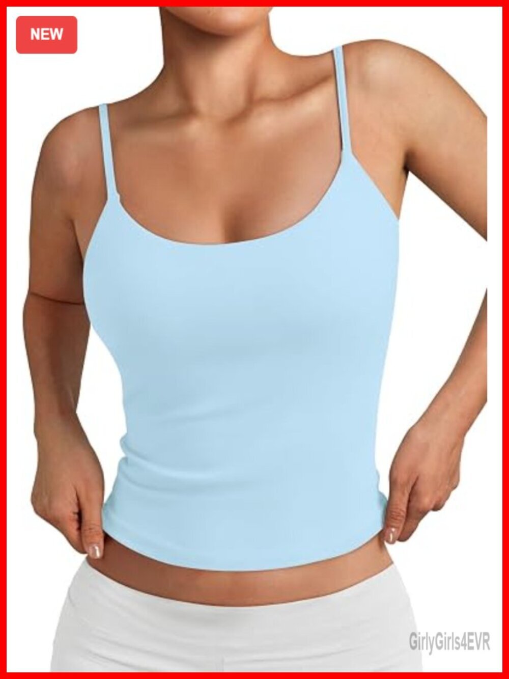 Double Lined Adjustable Spaghetti Strap Tank Top - Soft Nylon Spandex